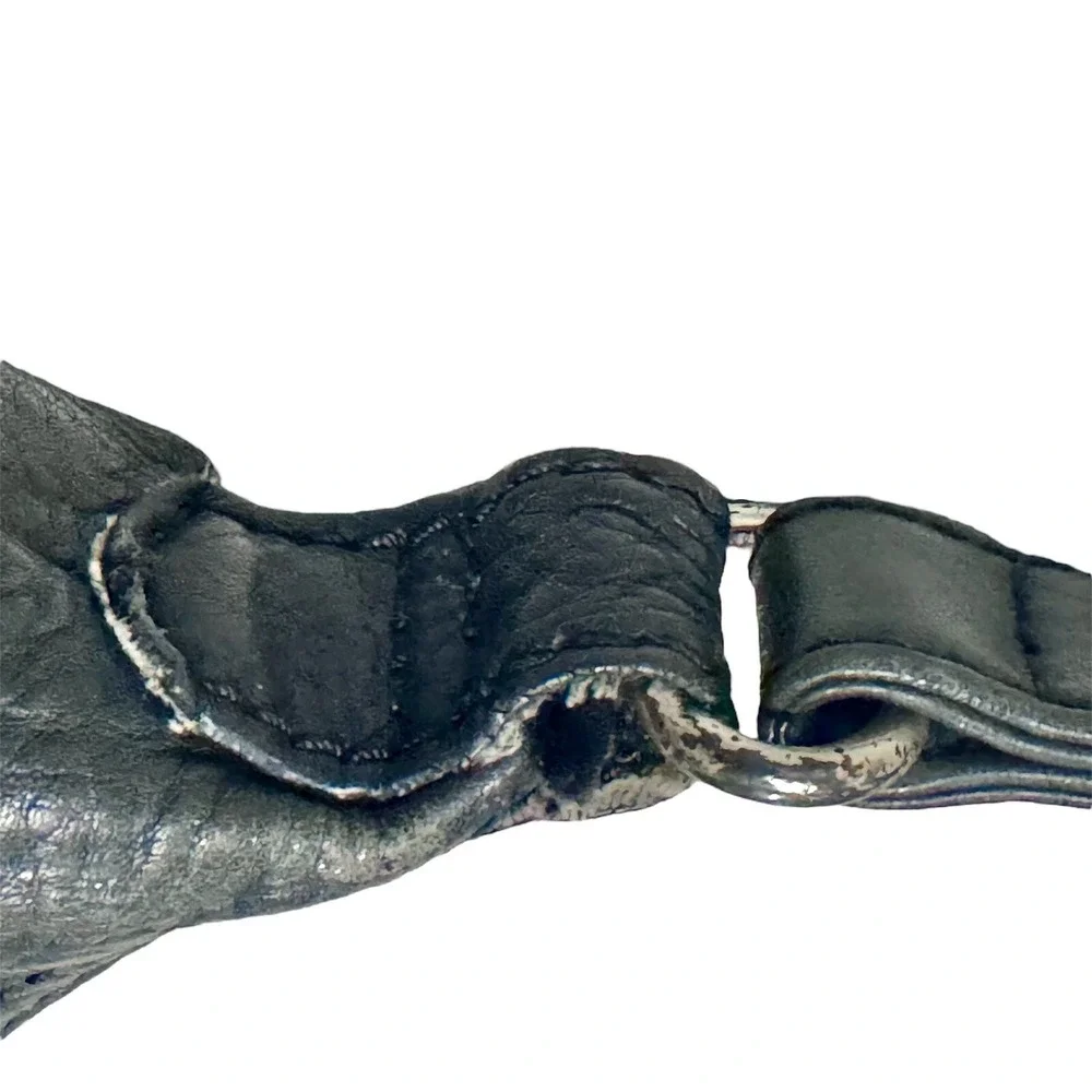Vintage Fossil 1954 Black Supple Pebbled Leather Shoulder Bag 75082‎